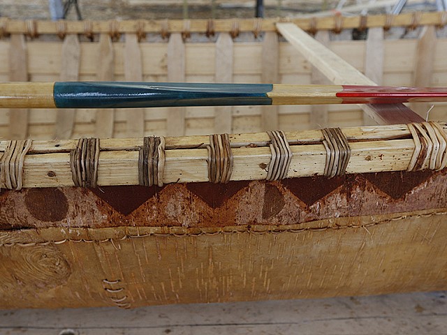 Ready for the water: a birchbark canoe is born